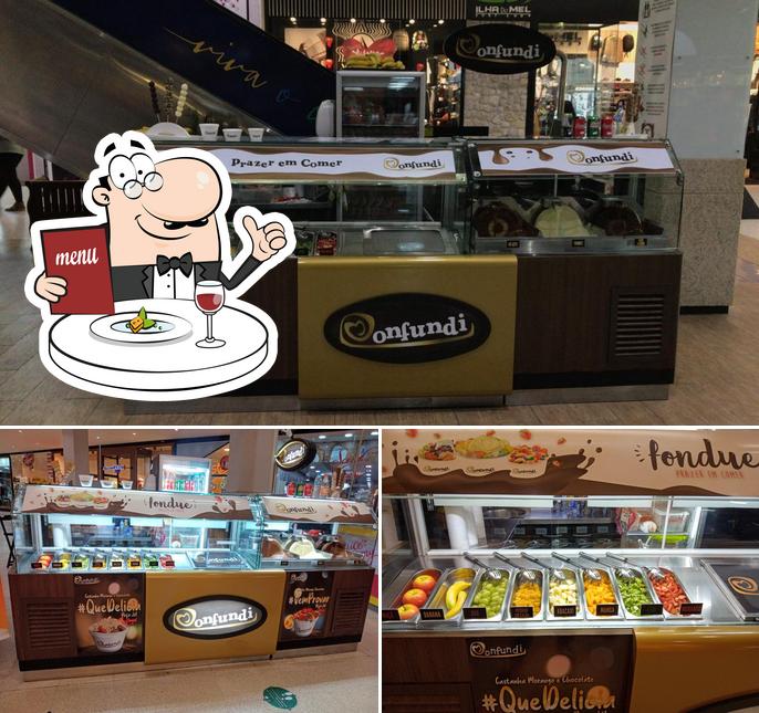 Confira a foto ilustrando comida e interior no Confundi Fondue sorvete açaí express