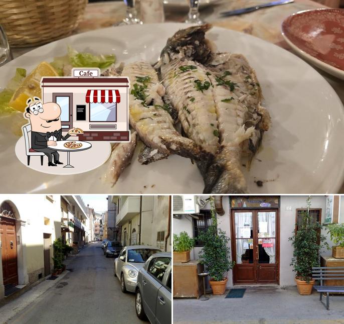 La esterno e cibo del ristorante