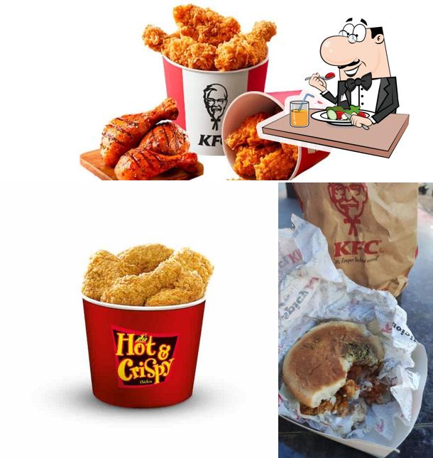 Among different things one can find food and beverage at KFC