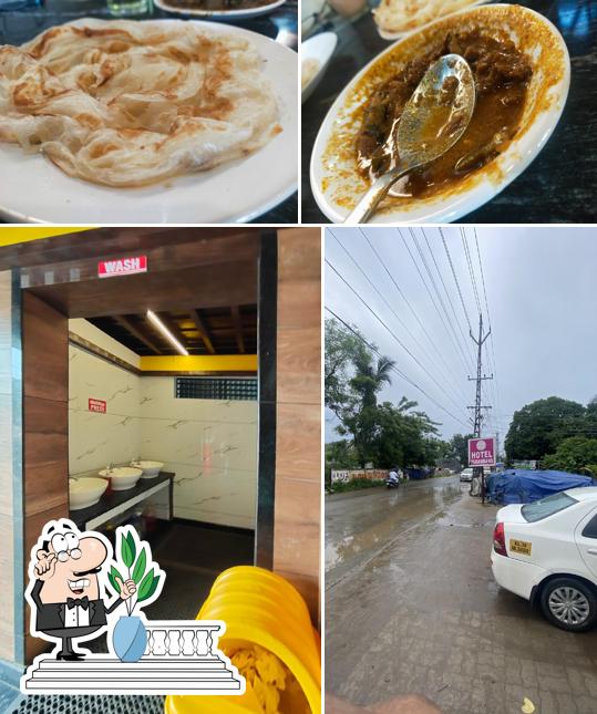 The restaurant's exterior and food