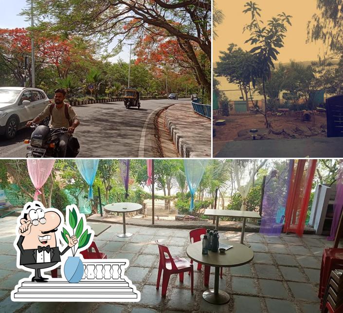 Take a look at the image displaying exterior and interior at Bhopal Lake View Coffee House