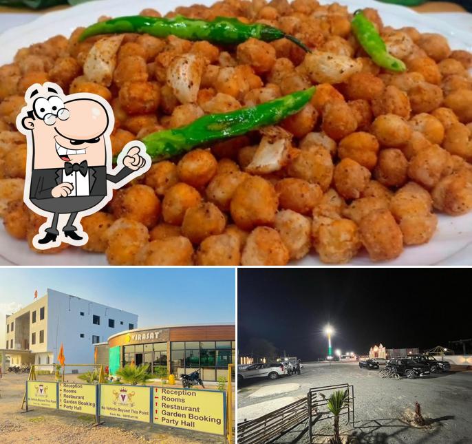 The restaurant's exterior and food