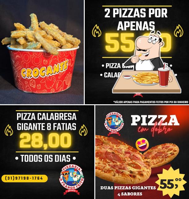 Batata frita em Frango no Balde e Pizza Liberdade