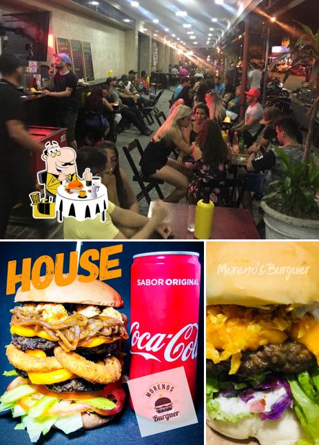 Esta é a ilustração mostrando comida e bebida no Moreno's Burguer