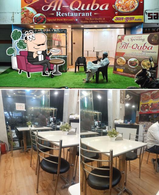 The interior of Al-Quba Restaurant Amravati