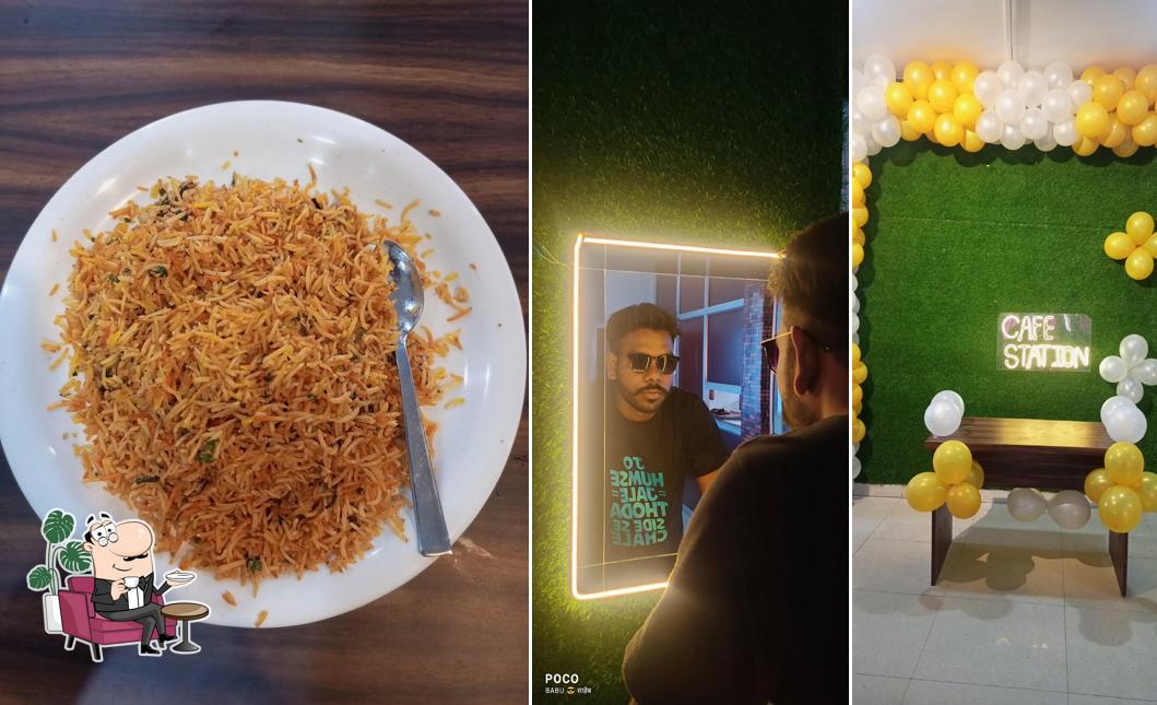 Take a seat at one of the tables at Cafe Station & Restro