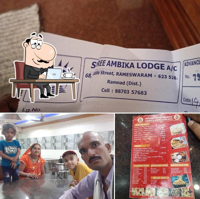 The interior of Ambika Marwadi Bhojanalaya Shree Ambika Lodge