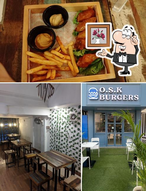 The photo of interior and food at O.S.K. Burgers