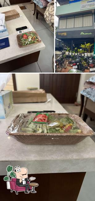 Take a look at the picture displaying interior and food at Healthush