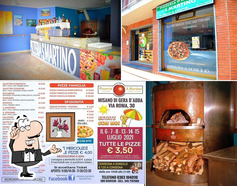 Dai un’occhiata alla immagine che presenta la interni e cibo di Pizzeria d'asporto San Martino