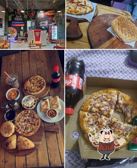 This is the picture showing food and interior at Rich Pizza