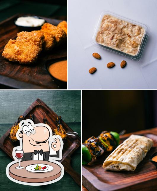 Food at Charcoal shawarma station