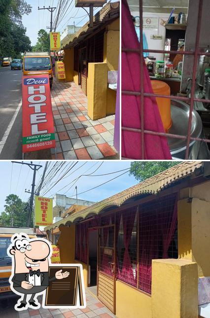 The restaurant's exterior and food