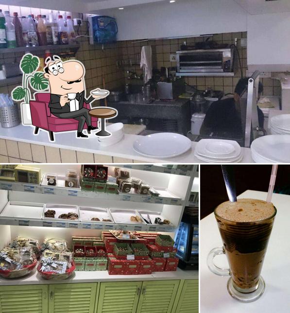 This is the photo displaying interior and beverage at Theobroma Bakery and Cake Shop - Lokhandwala, Mumbai