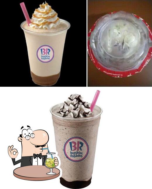 Among various things one can find drink and cake at Baskin BR Robbins