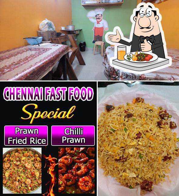 This is the photo showing food and interior at Chennai Fast Food