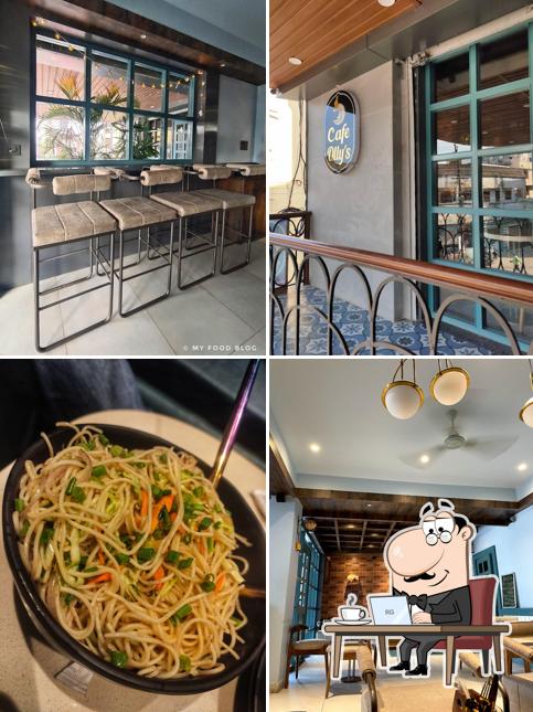 Take a seat at one of the tables at Cafe olly's