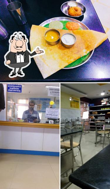 Among different things one can find interior and food at Mr.Dosai Restaurant