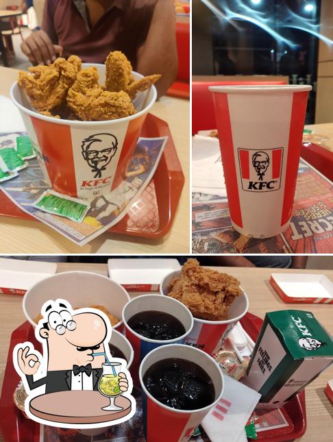 This is the photo depicting drink and food at KFC