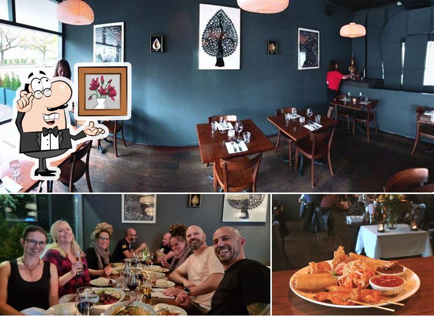 La interni e tavolo da pranzo del ristorante