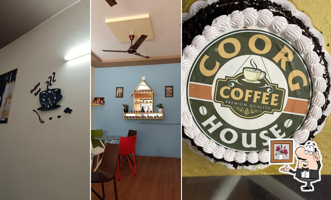 Take a seat at one of the tables at Coorg coffee house