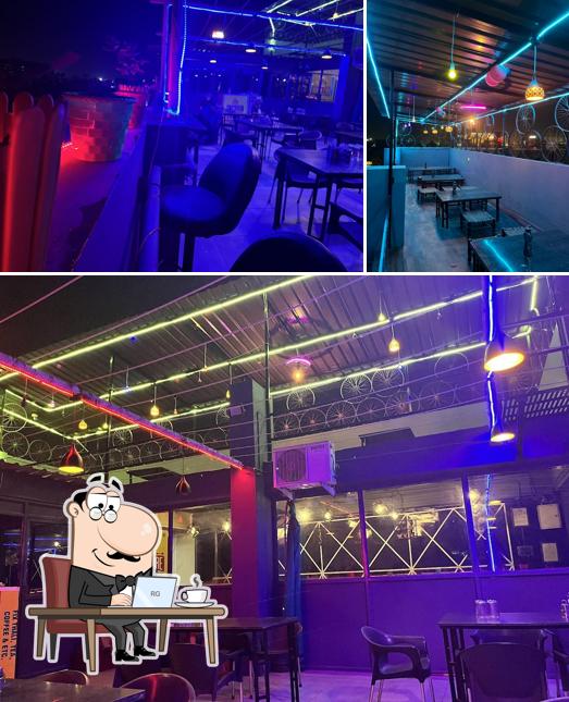 The interior of Born Fire Cafe and Restaurant (Best Fast Food Restaurant, Pizza, Burger in Gandhinagar)