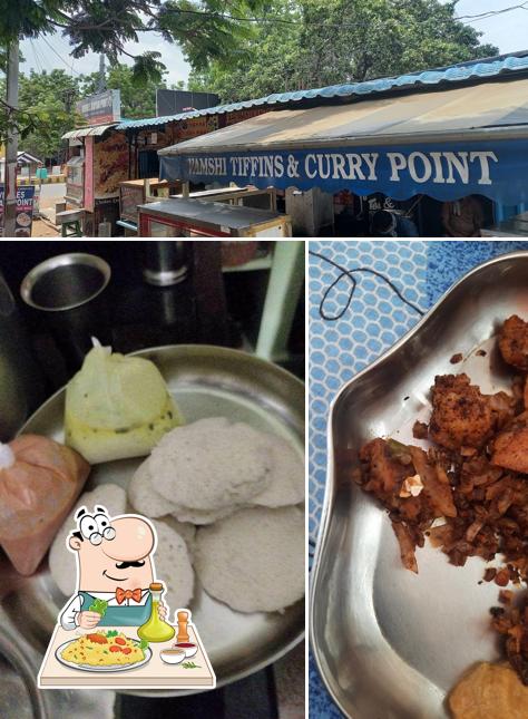 The picture of food and exterior at Vamshi Tiffins and Curry Point