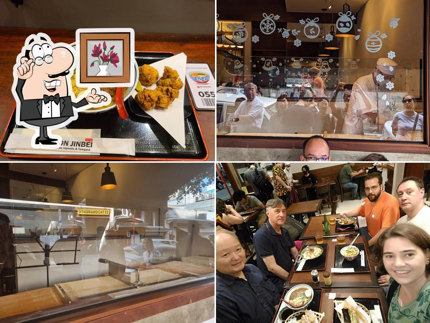 Sente em uma das mesas no Udon Jinbei