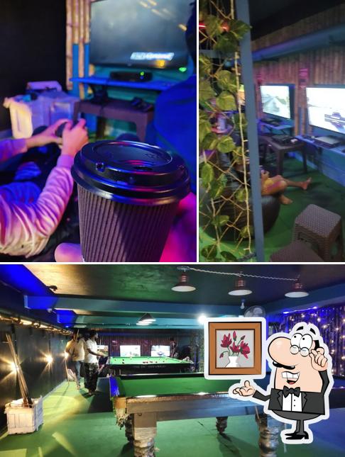 The interior of Game Town Cafe