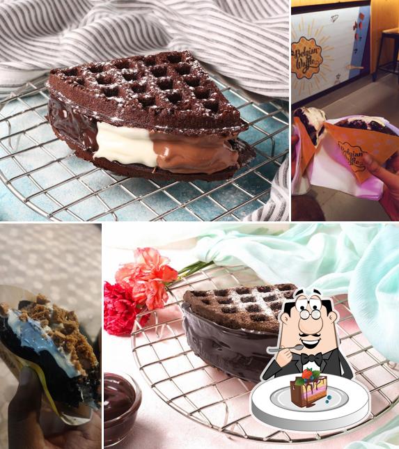 Chocolate cake at The Belgian Waffle Co