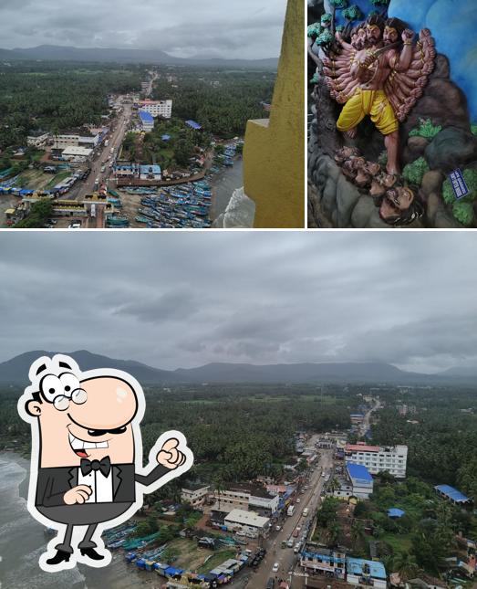 The restaurant's exterior and food