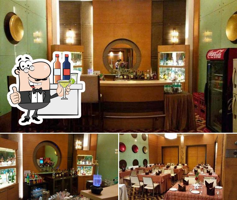 The restaurant's bar counter and interior