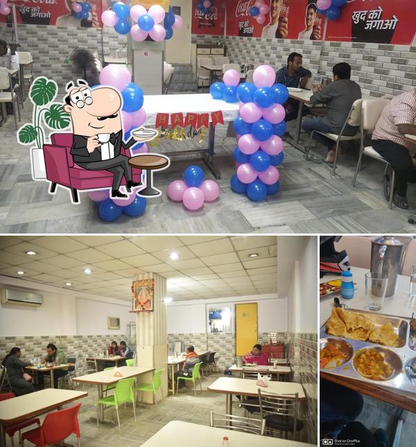 The restaurant's interior and food