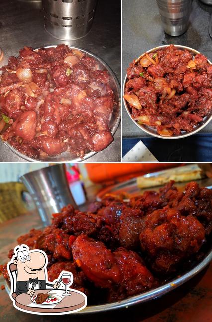 Get meat meals at Golu Hotel