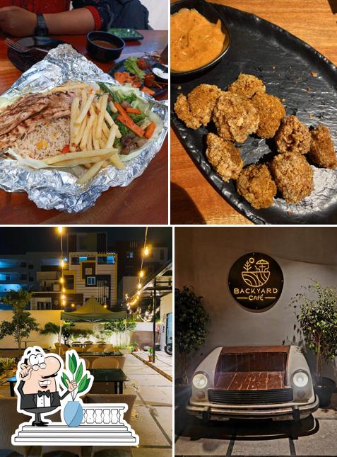 Among different things one can find exterior and food at Backyard Cafe