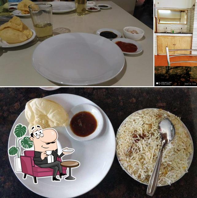 Among different things one can find interior and food at B For Biriyani