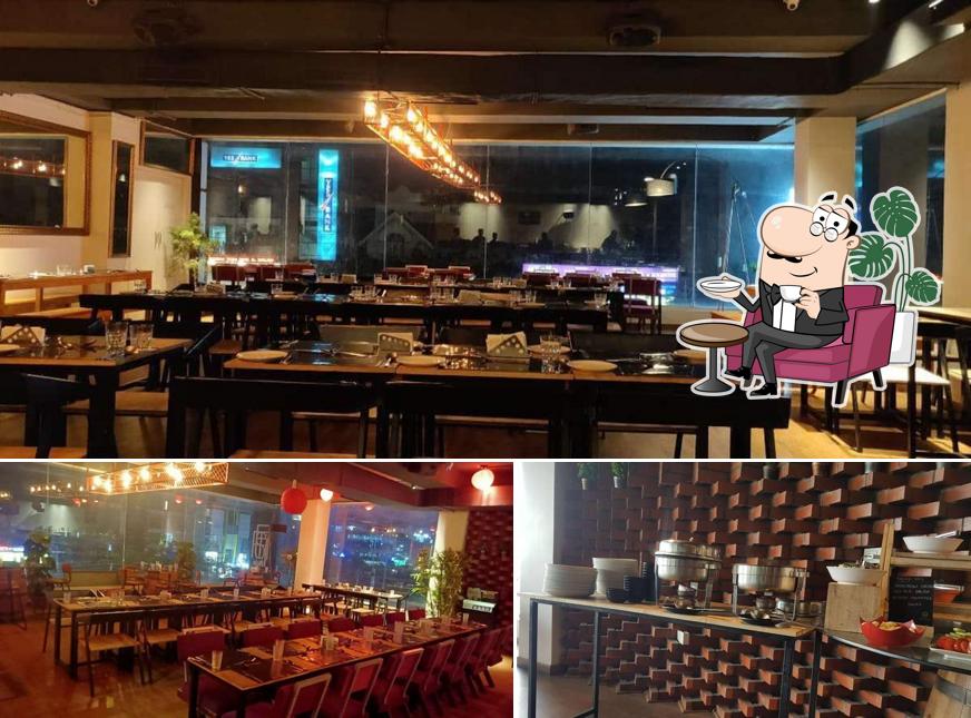 Take a seat at one of the tables at The Buffet Table