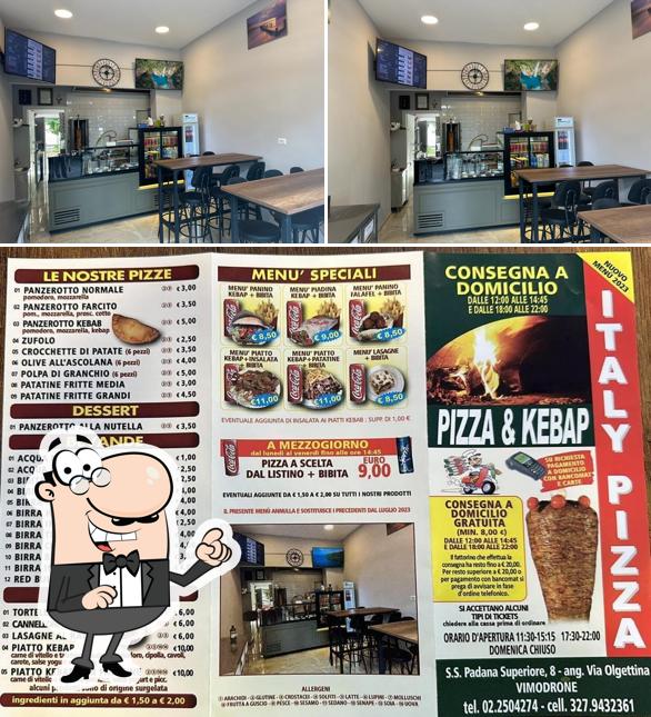 Questa è la foto che presenta la interni e cibo di Italy Pizza Kebab