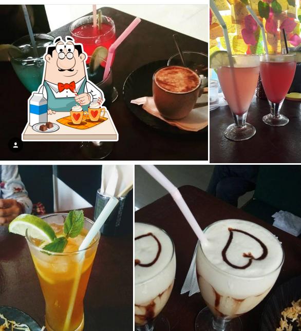 Enjoy a beverage at Top Floor cafe