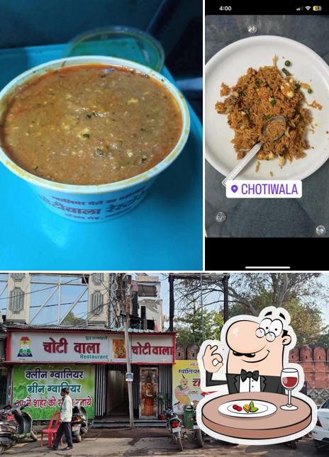 Take a look at the image displaying food and exterior at Chotiwala Restaurant station bazariya