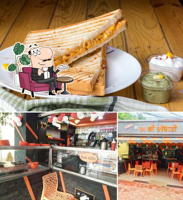 The restaurant's interior and food