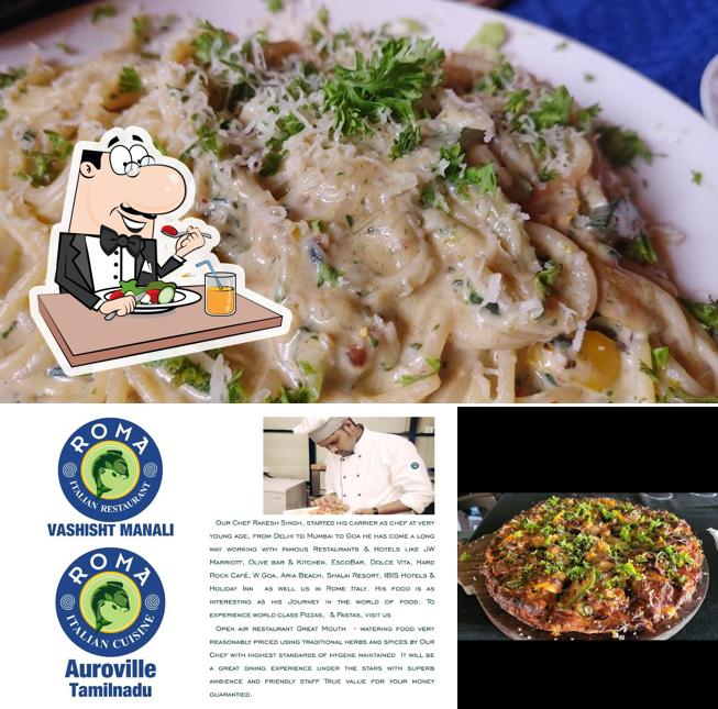 Take a look at the photo displaying food and interior at Roma italian restaurant