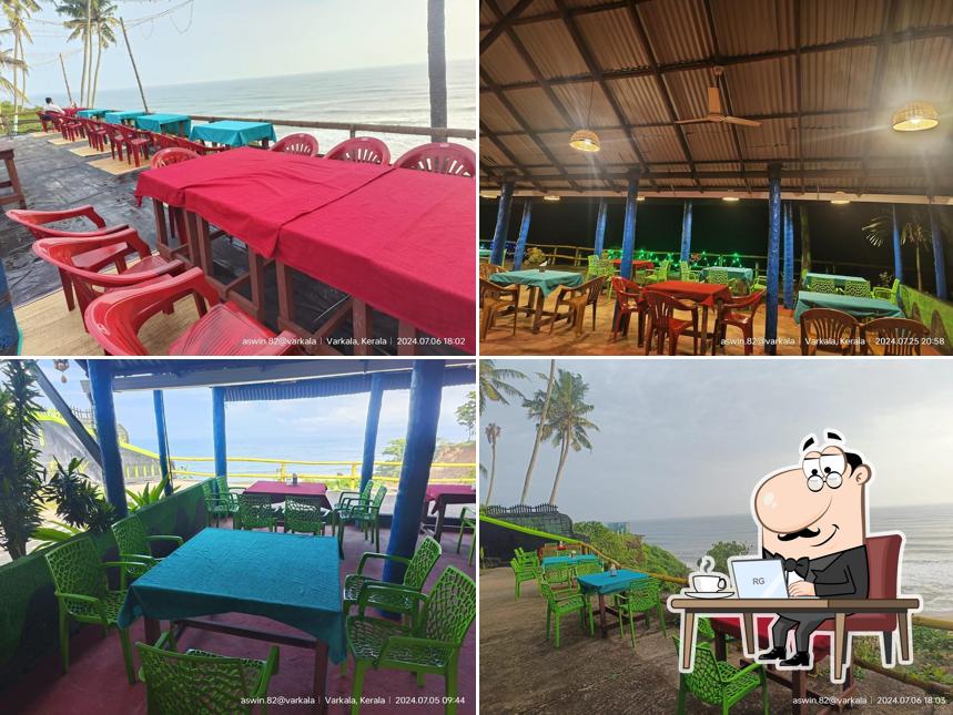 The interior of Green Pepper Restaurant Varkala
