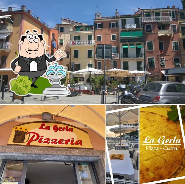 Guarda la immagine che raffigura la esterno e interni di Pizzeria Ristorante La Gerla