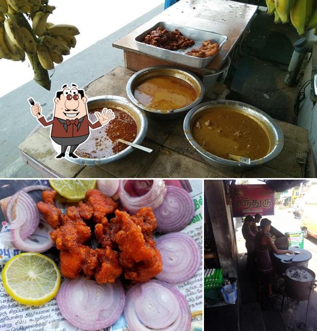 Among different things one can find food and exterior at Hotel Chandru