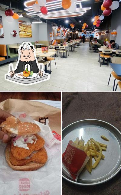 Among various things one can find food and interior at Burger King