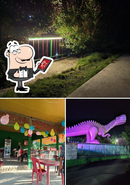 The photo of children's park restaurant’s exterior and interior