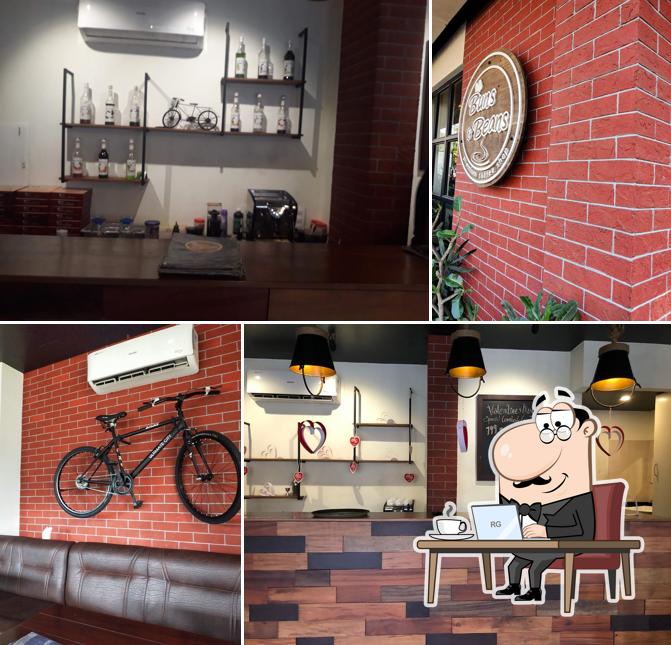 Take a seat at one of the tables at Cafe Buns and Beans