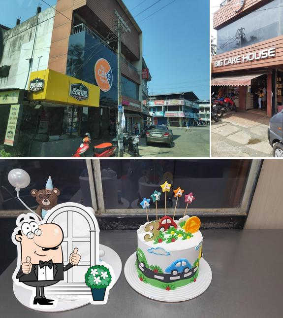 This is the picture showing exterior and food at Big Cake House