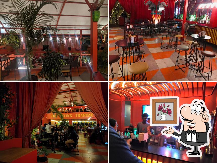 Take a seat at one of the tables at The Flying Trapeze
